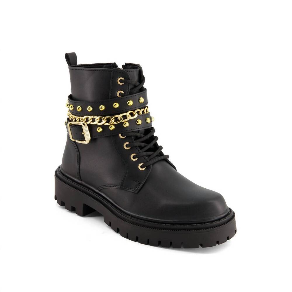 NEW ANDREA women's chain biker boots in black